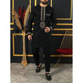 SHOWLU FASHION men's striped two-piece suit with formal cotton blend fabric, featuring a tailored blazer and matching trousers.