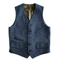 Men's Vest Male Slim Fit Herringbone Fabric Waistcoat Elegant Tweed Vest for Wedding Groomsmen