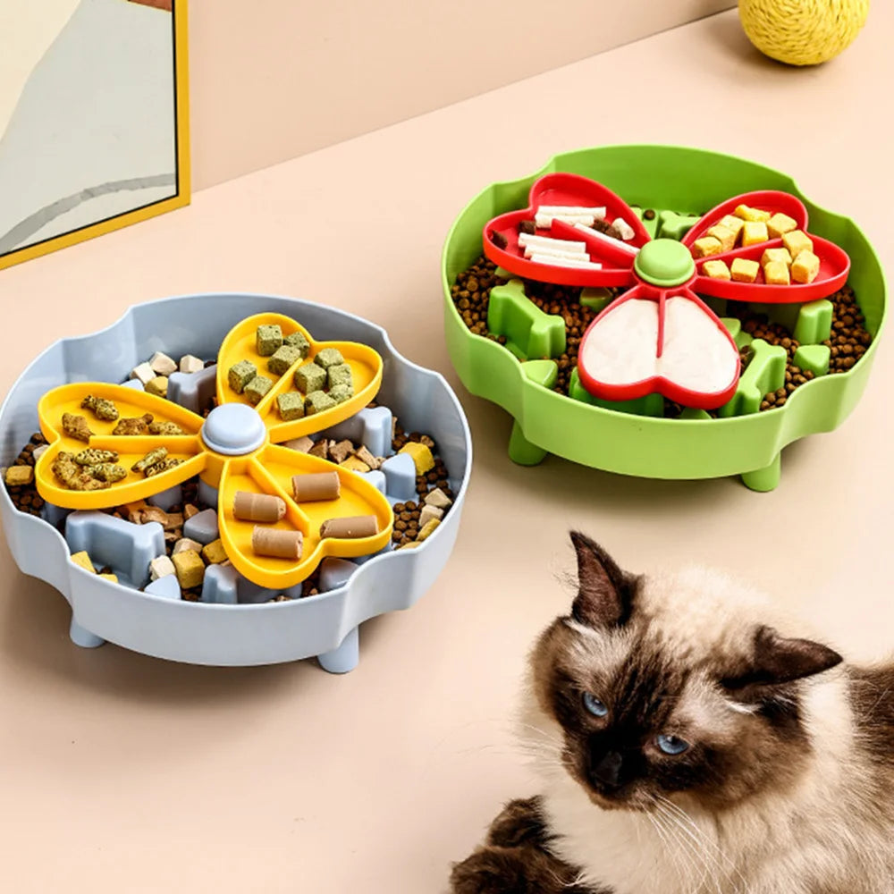 Dog slow feeder bowl by Showlu Fashion Store with puzzle design, non-slip base, and interactive feeding features for dogs and cats.
