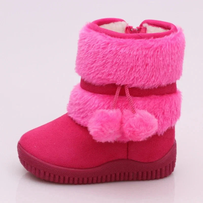 Children's winter snow boots by SHOWLU FASHION STORE, warm PU leather snow shoes with fashionable design for kids.