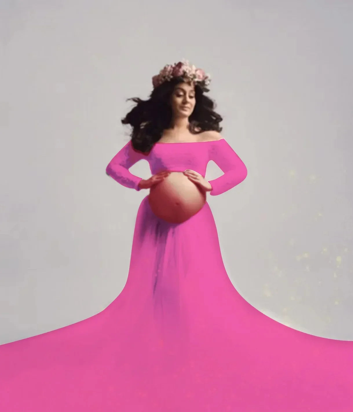 Showlu maternity lace top and tulle skirt set for photoshoots, featuring elegant lace details and flowing fabric.