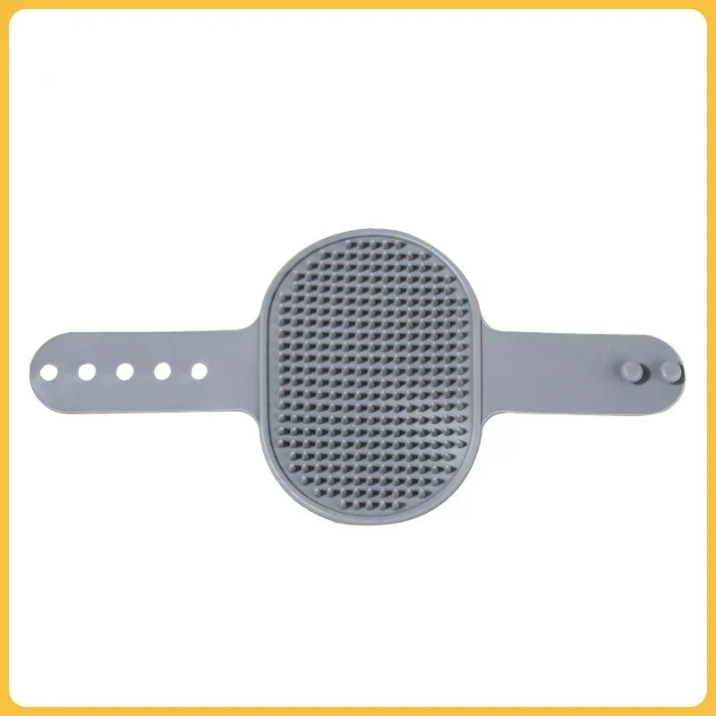 Silicone wall corner brush for cats and puppies, adjustable scratching and grooming brush with self-cleaning feature.