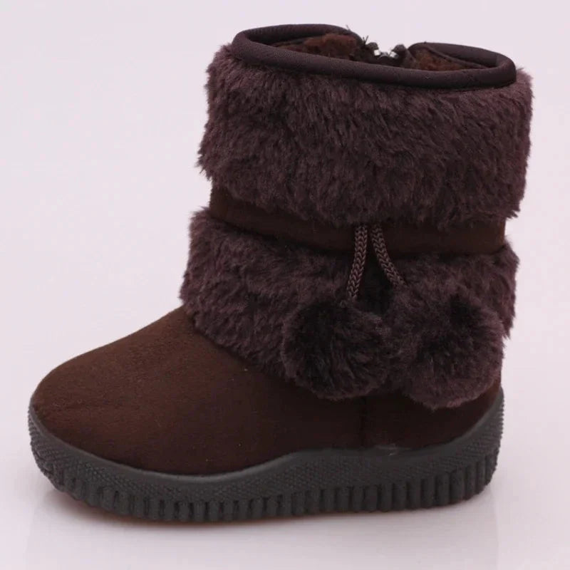 Children's winter snow boots by SHOWLU FASHION STORE, warm PU leather snow boots for kids with stylish winter footwear.