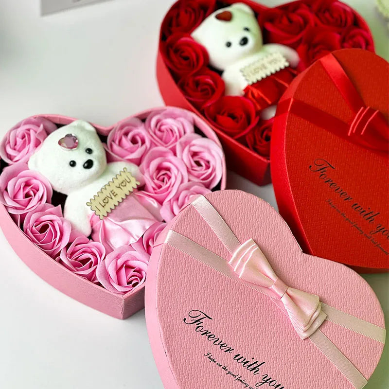 Red rose love gift box from Showlu Fashion Store, ideal for romantic occasions like anniversary, Valentine's Day, and Christmas