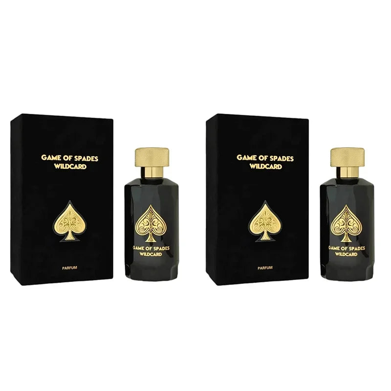 Jo Milano Game of Spades Wildcard unisex fruity EDP perfume bottle, 3.4 oz, with vibrant packaging and stylish design.