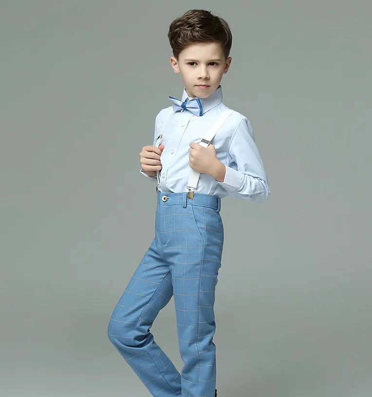 PsyMonster boys formal suit set with striped vest, shirt, and pants, featuring a stylish and coordinated design by SHOWLU FASHION STORE.