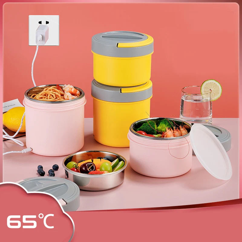 Showlu USB electric lunch box with 1.2L stainless steel container and food warmer for convenient meal heating.