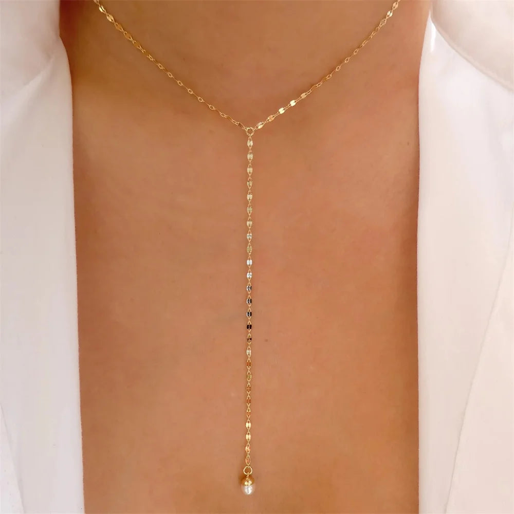 Elegant vintage pearl pendant necklace for women, multi-layer gold chain choker with round pendant, stylish trend jewelry by Showlu Fashion