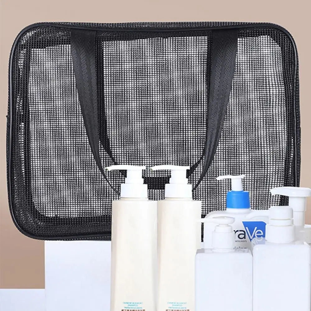 SHOWLU FASHION Mesh Shower Tote Bag made of quick-dry nylon, ideal for beach or shower storage with breathable mesh design.