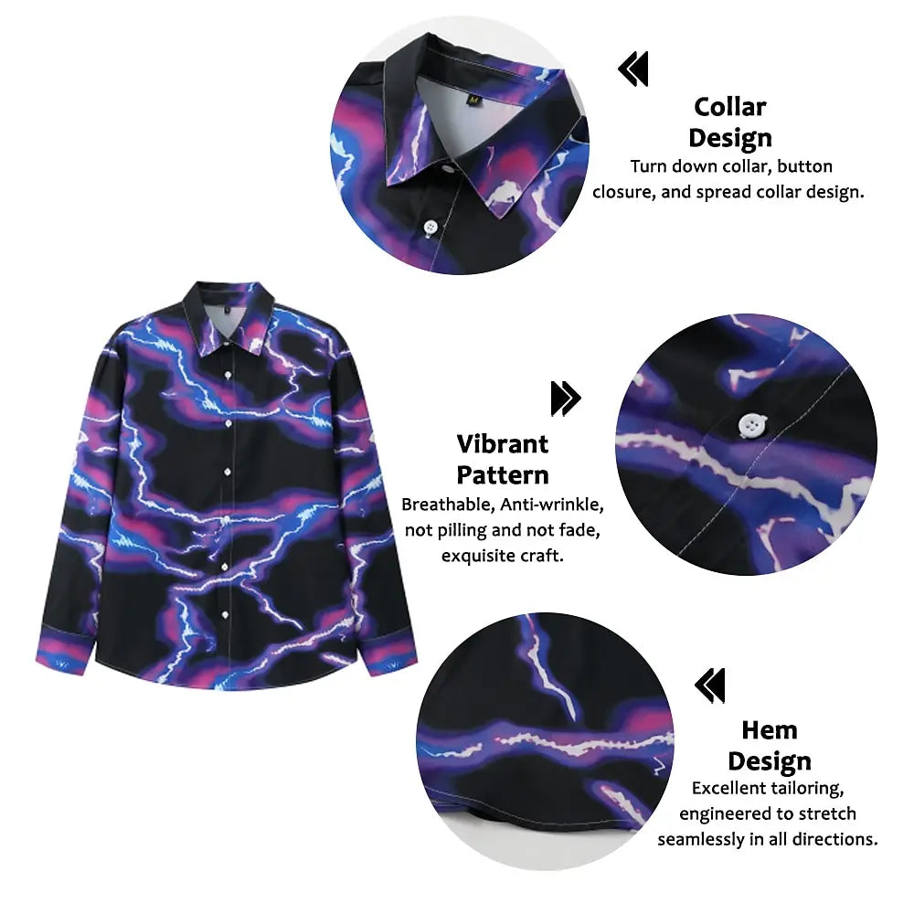 Men's long sleeve shirt with 3D spotted print from Showlu, featuring an elegant casual design and comfortable fit.