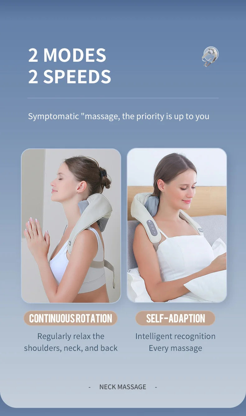 Showlu Smart Deep Tissue Electric Neck and Shoulder Massage Shawl with heat therapy, designed for muscle relief and relaxation.