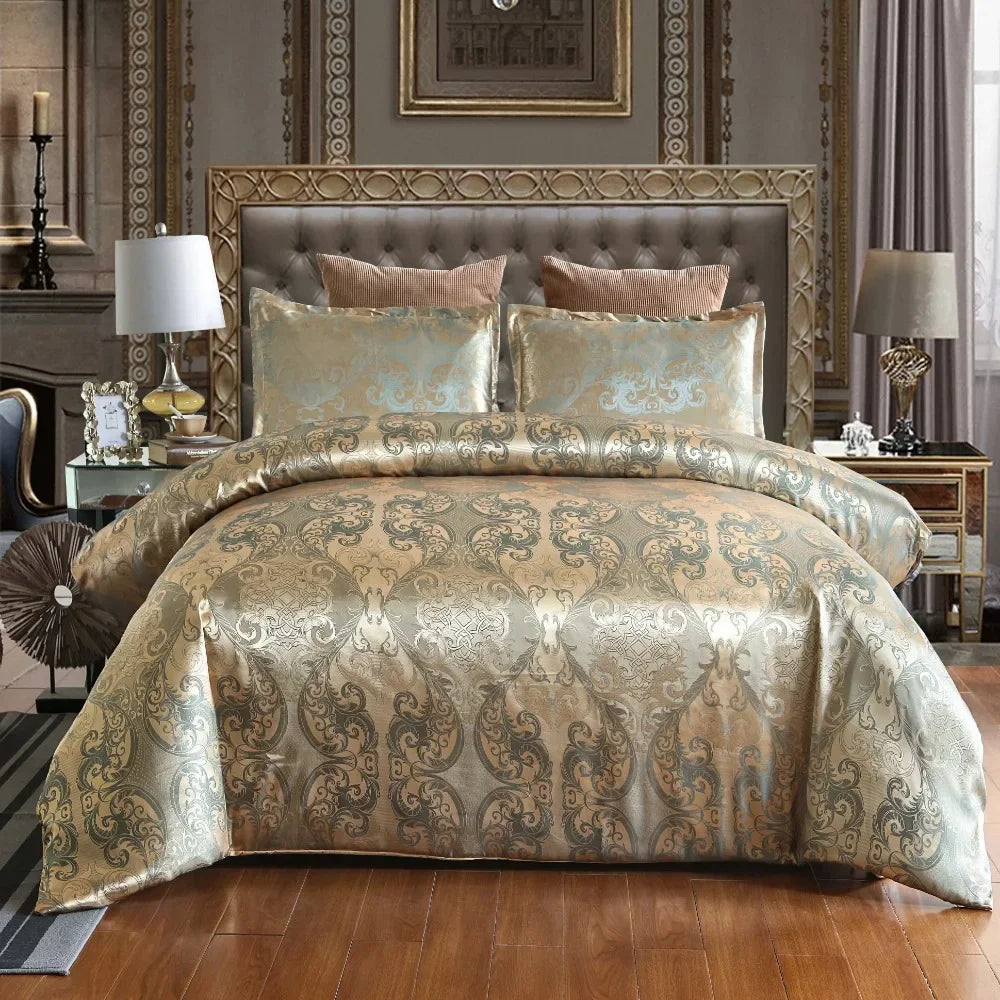 2/3Pcs Set of Light Luxury Bedding Home Textile European Satin Jacquard Bedding Set Duvet Cover Pillowcase Juego De Ropa De Cama