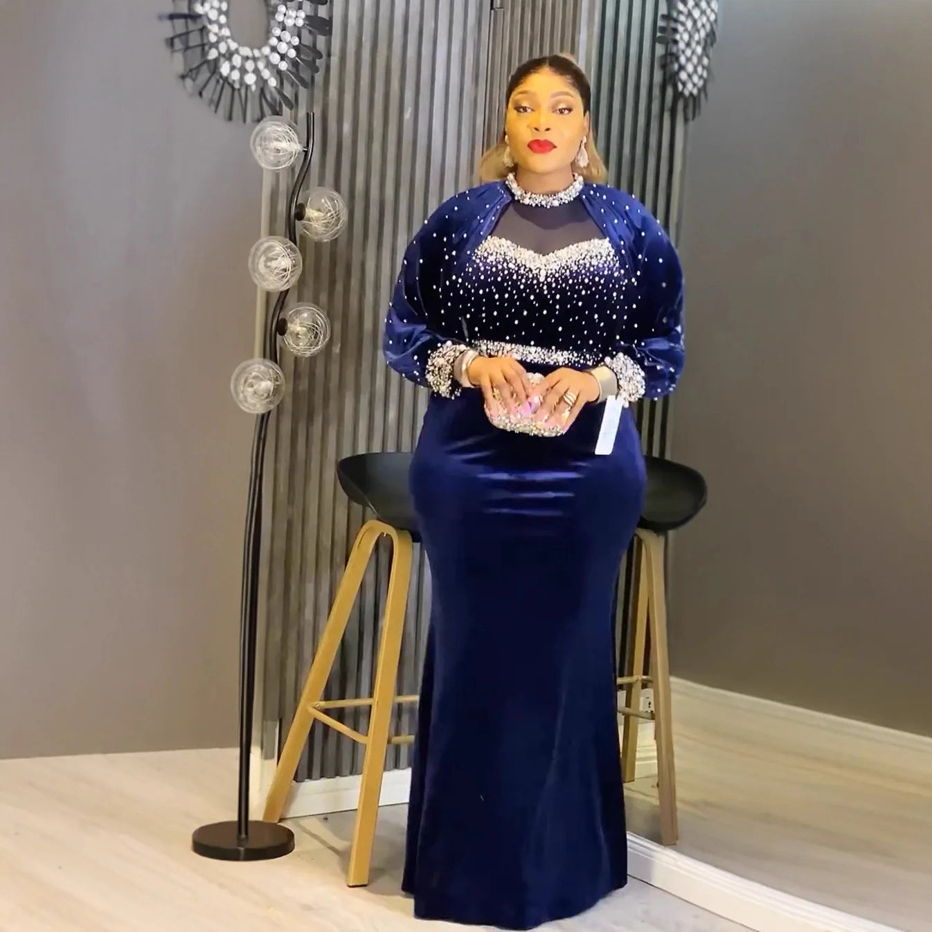 African party dress for women featuring Ankara velvet fabric, plus size maxi gown with elegant dashiki style and intricate embroidery.