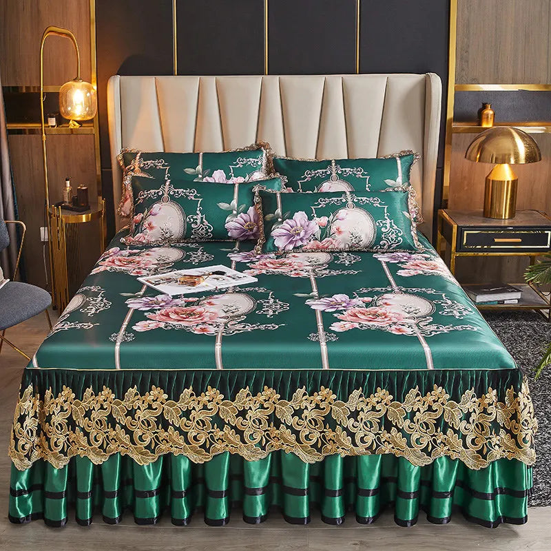 European Floral Summer Double Bed Cover Queen Size Luxury Bedspread Set King Embroidered Lace Cooling Air Conditioning Sleep Mat