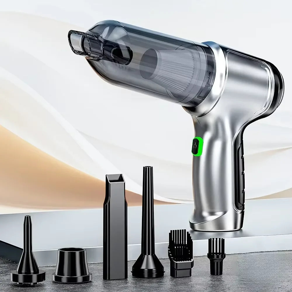 Mini handheld wireless car vacuum cleaner by SZUK with 638000Pa suction power, shown in black with compact design.
