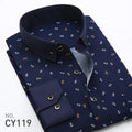 Men's plaid slim fit casual and dress shirt with long sleeves, floral pattern, suitable for formal, business, and spring occasions.