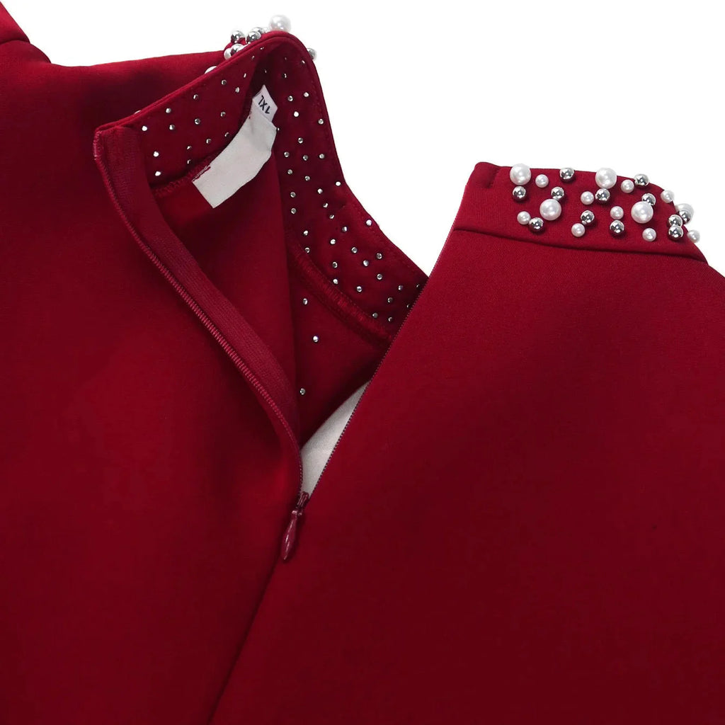 Beaded sheath party dress for women with ruffle sleeves and ankle length from SHOWLU FASHION STORE
