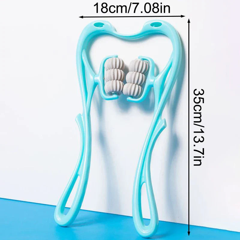 SHOWLU Six-Wheel Manual Cervical Massager for neck and back relief, featuring six rotating wheels for soothing massage therapy.