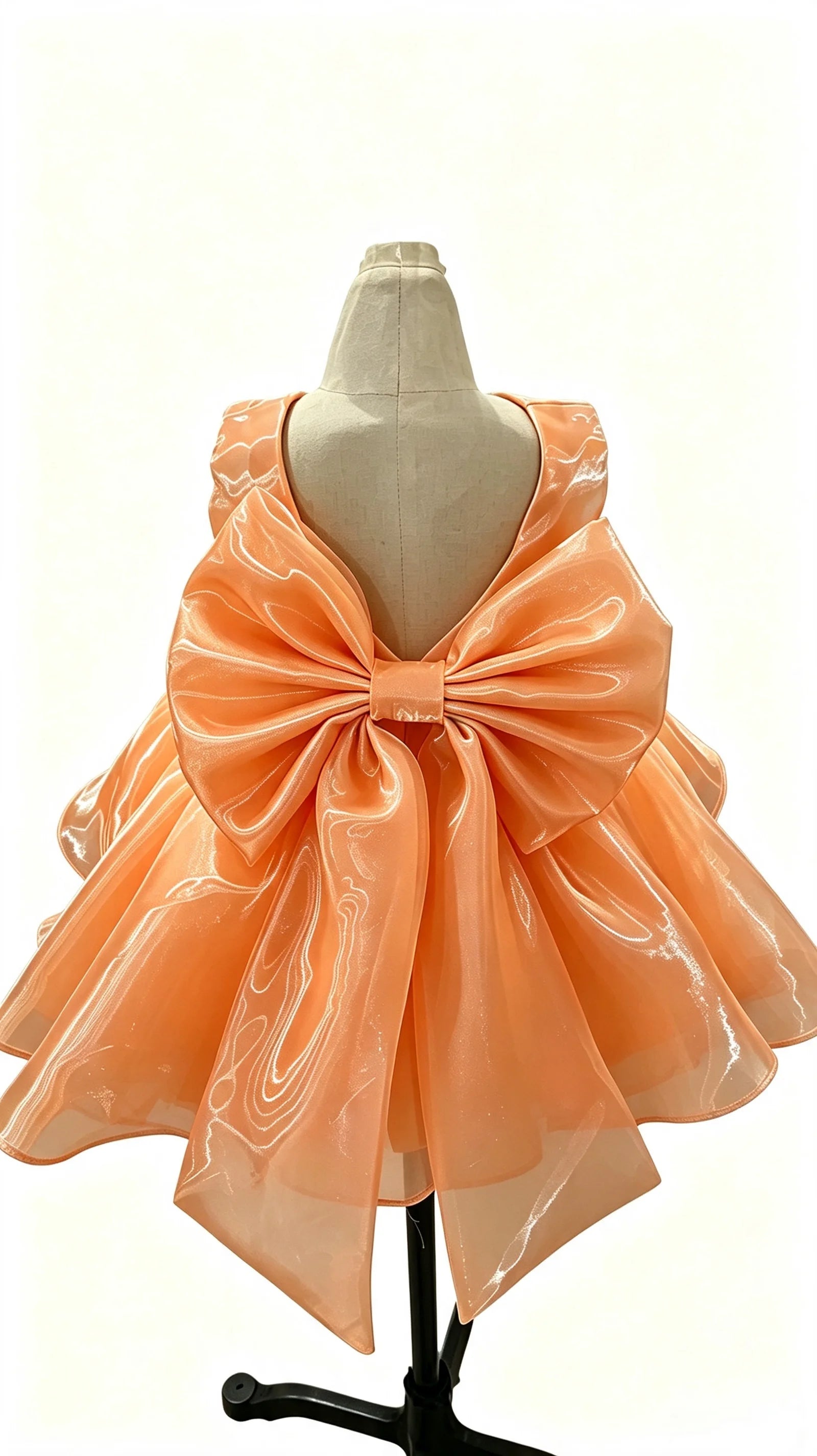 Baby Girl Satin Flower Girl Dress Low Back Thin Straps Bow Luxury Princess Gown Toddler 1st Birthday Baptism Wedding Party Dress