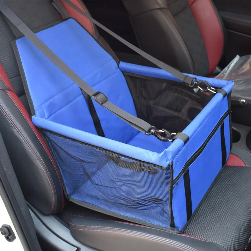 Showlu Waterproof Mesh Pet Car Seat Bag and Folding Dog Travel Mat, featuring breathable mesh and secure attachments for travel.