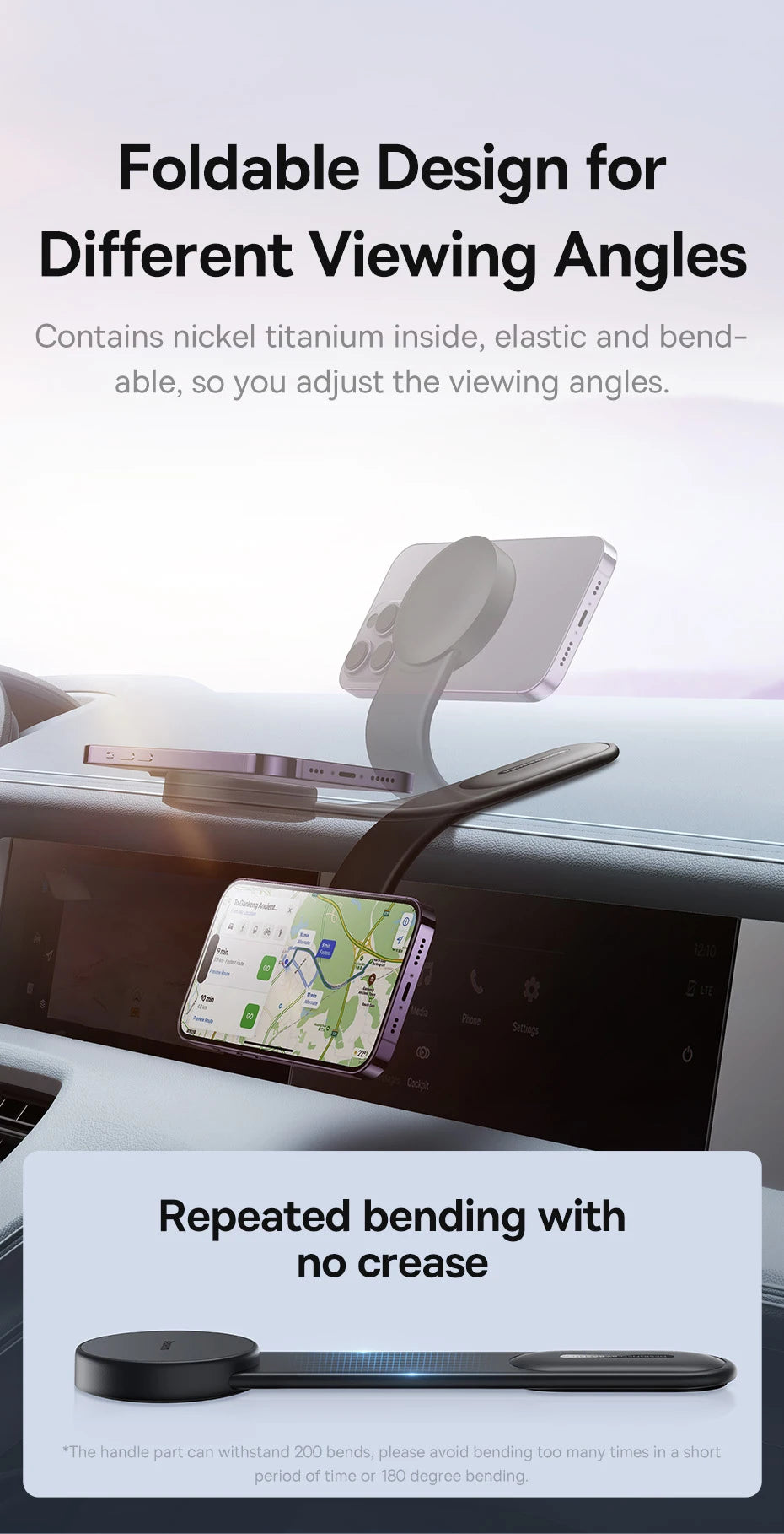 Magnetic foldable car phone holder for dashboard by Showlu Smart General, featuring a sleek design and easy-to-use magnetic mount.
