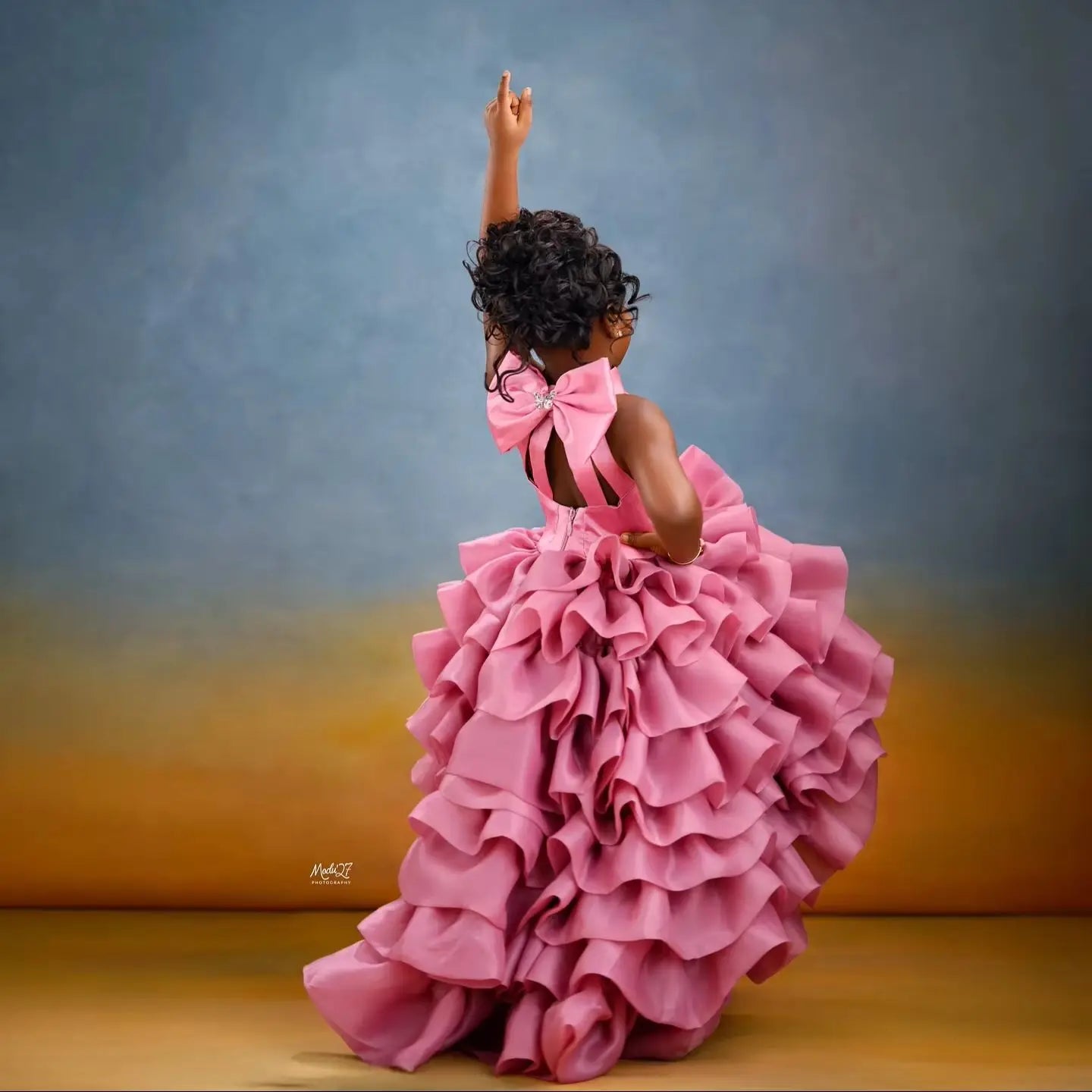 Pink High Low Flower Girl Dresses For Wedding Toddler Ruffles Birthday Party Photo Shoot Ball Gown Customized