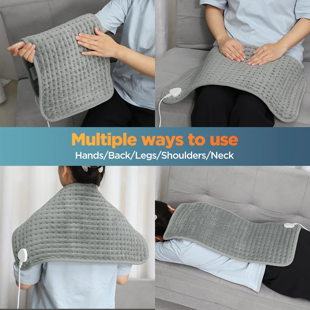 Showlu Smart General electric heating pad with adjustable temperature and timer, plush warm mat for comfort and relaxation.