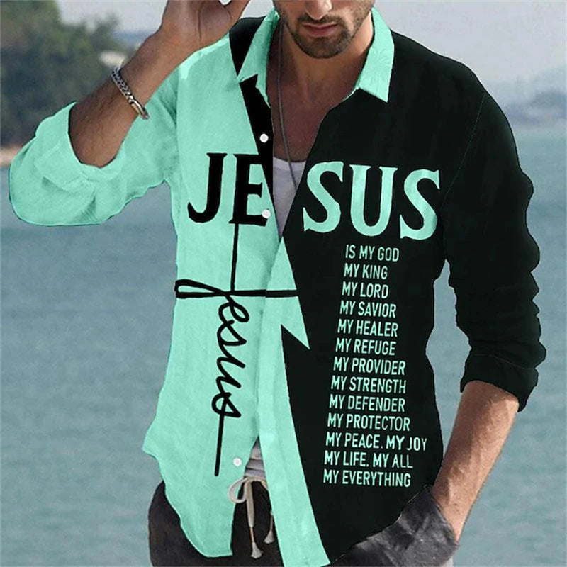 Showlu men's long sleeve shirt with 3D spotted print, stylish casual top featuring a modern design and comfortable fit.