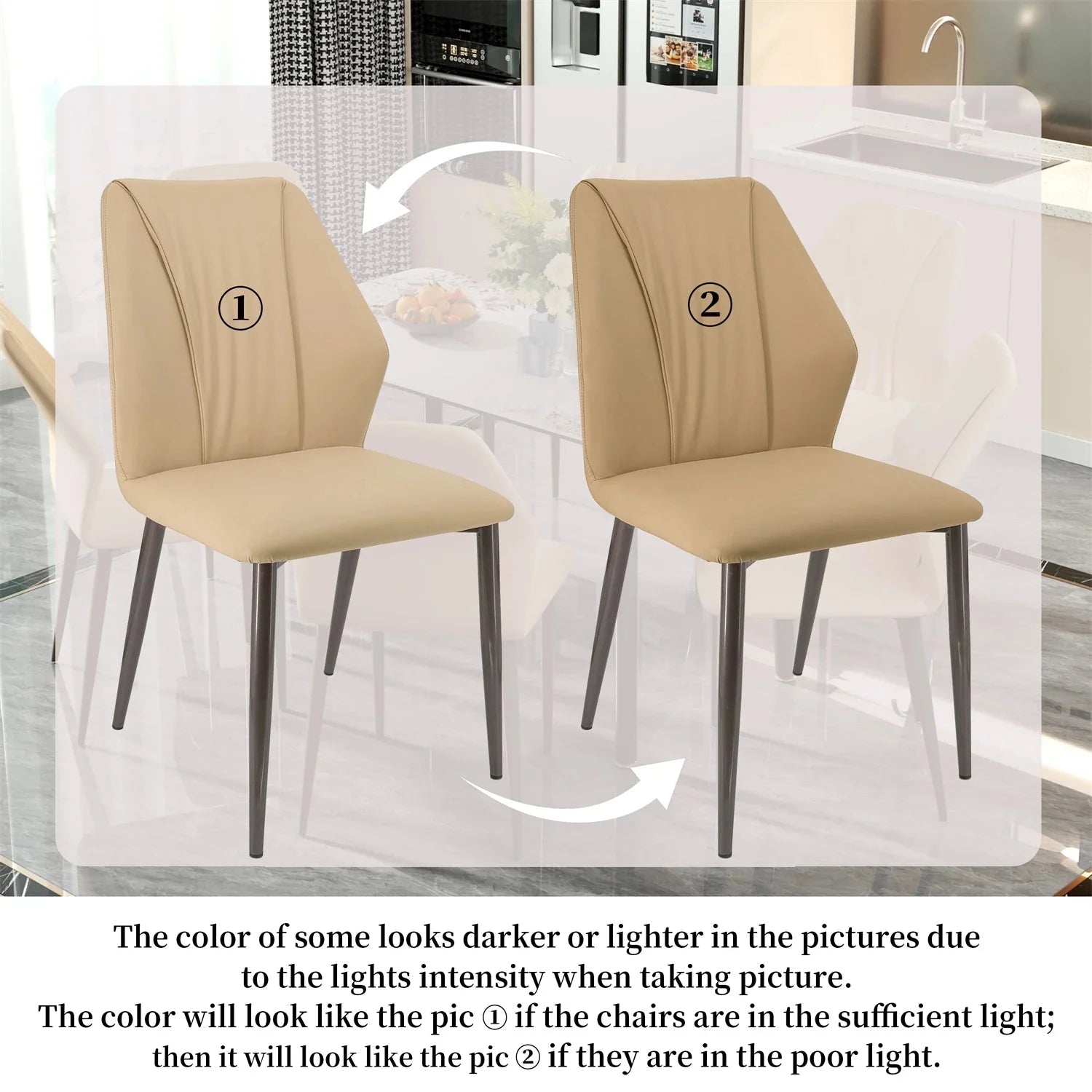 Set of 2 Showlu Modern PU Leather Dining Chairs with high back design, stylish side chairs for contemporary dining rooms.