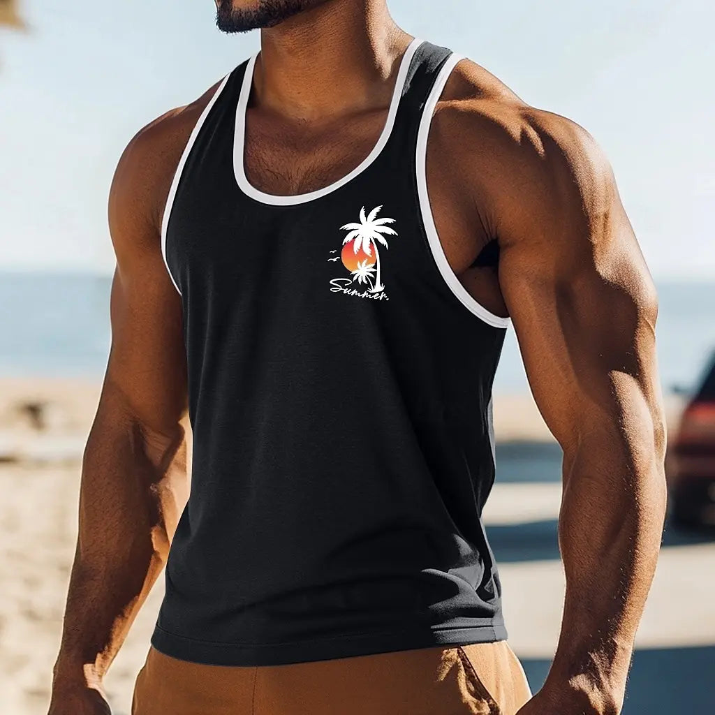Showlu men's quick dry sports tank top with 3D printed design, ideal for gym and casual wear, featuring lightweight, breathable fabric.
