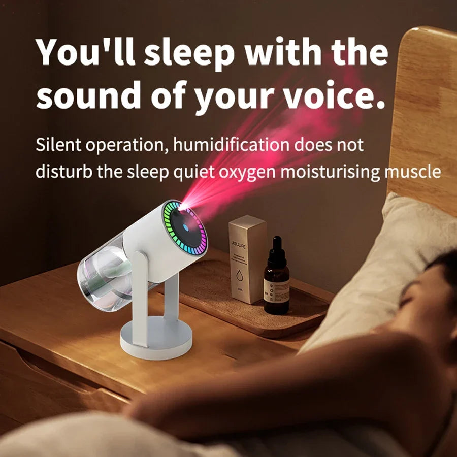 Baihuan 280ml portable rotating humidifier with USB car diffuser and light, showing the compact design and rotating nozzle.