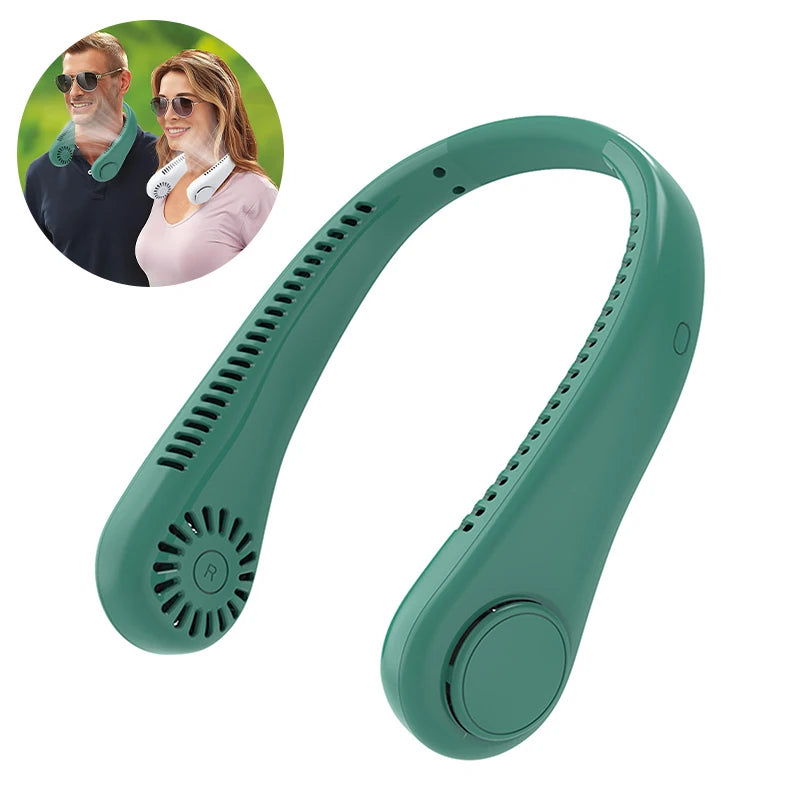 Showlu Smart General 4000mAh portable neck fan worn around the neck, with adjustable fan blades and lightweight design.