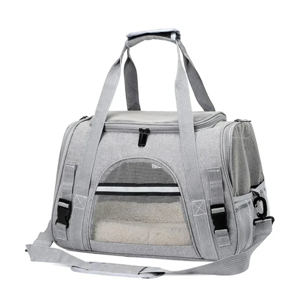 Showlu breathable dog carrier backpack with cushion for travel, featuring mesh sides and adjustable straps for comfort.