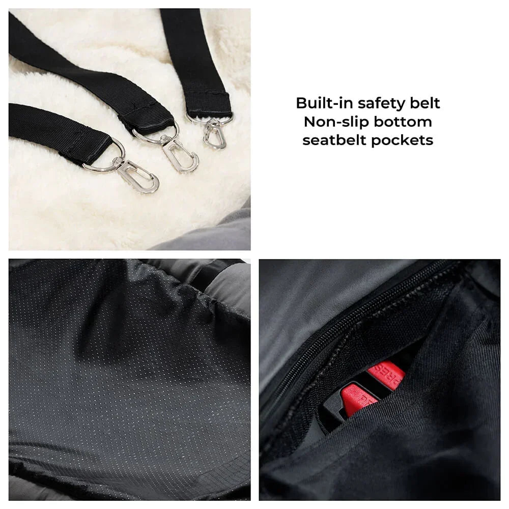 Large VOFORD dog car seat bed in suede with bolster, designed for comfortable pet travel in a stylish carrier bag.