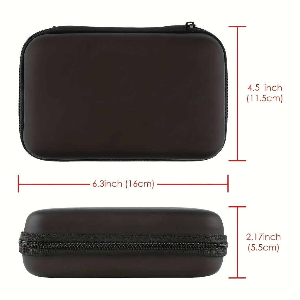 Showlu Fashion Store handheld game console carrying case with compartments for charging cable, earpods, and batteries.