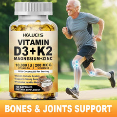 Vitamin D3 K2 Capsule, with Coconut Oil, Promotes Strong Bones, for Teeth,Heart Cardiovascular Health, Magnesium+Zinc Supplement