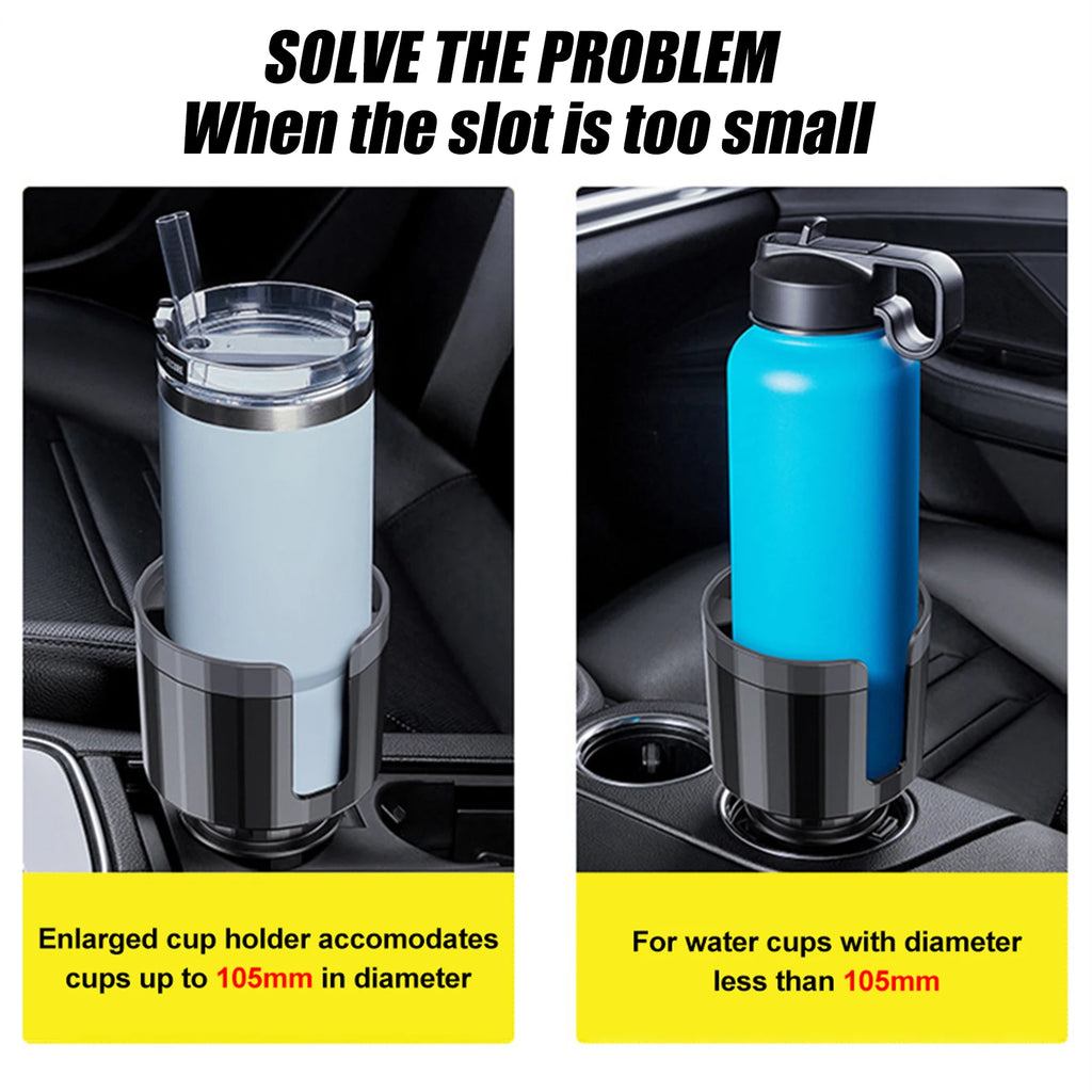 Showlu Smart General car cup holder expander fitting into vehicle, expands cup holder space for added convenience.