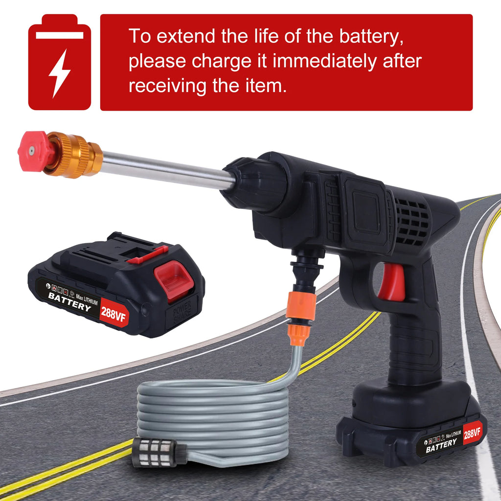 Showlu Smart General cordless pressure washer 48V with spray gun and hose, ready for outdoor cleaning tasks