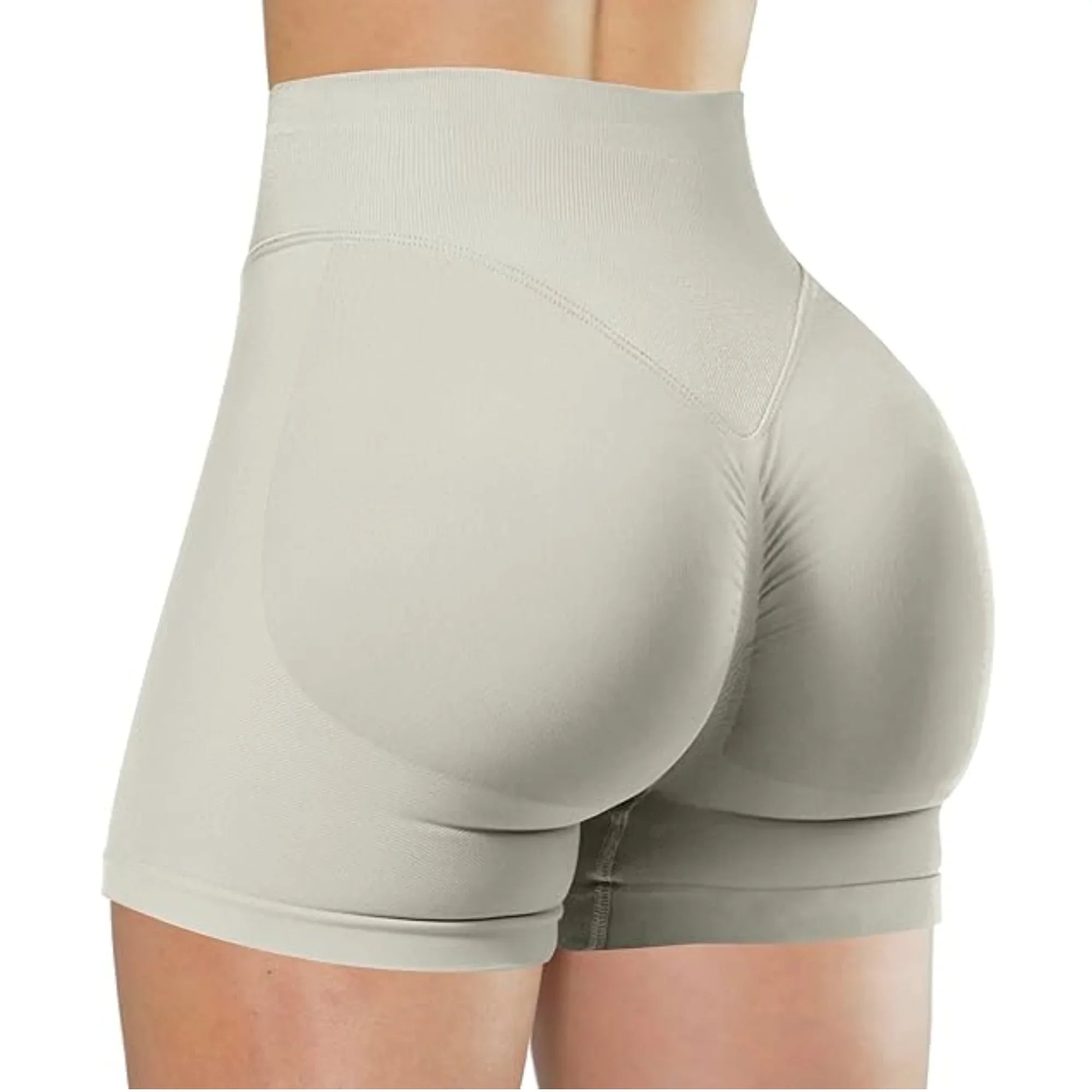 High waisted women's yoga shorts made of nylon spandex, ideal for running and active wear, by MEHEOL.