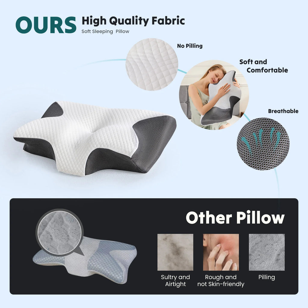 Showlu Fashion Store JHK ergonomic cervical neck pillow with memory foam contour and cooling case for neck support and comfort