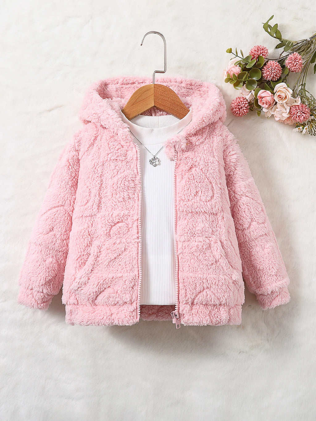Showlu girls hooded cashmere knit coat in solid autumn fashion jacket style, featuring a cozy hood and soft cashmere fabric.