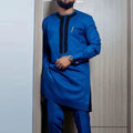 Men's striped two-piece suit by SHOWLU FASHION, formal cotton blend set with jacket and matching trousers, stylish and elegant.