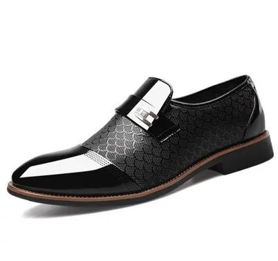 Men's leather Oxford dress shoes by Showlu Fashion Store, classic non-slip business shoes with polished finish and lace-up design.