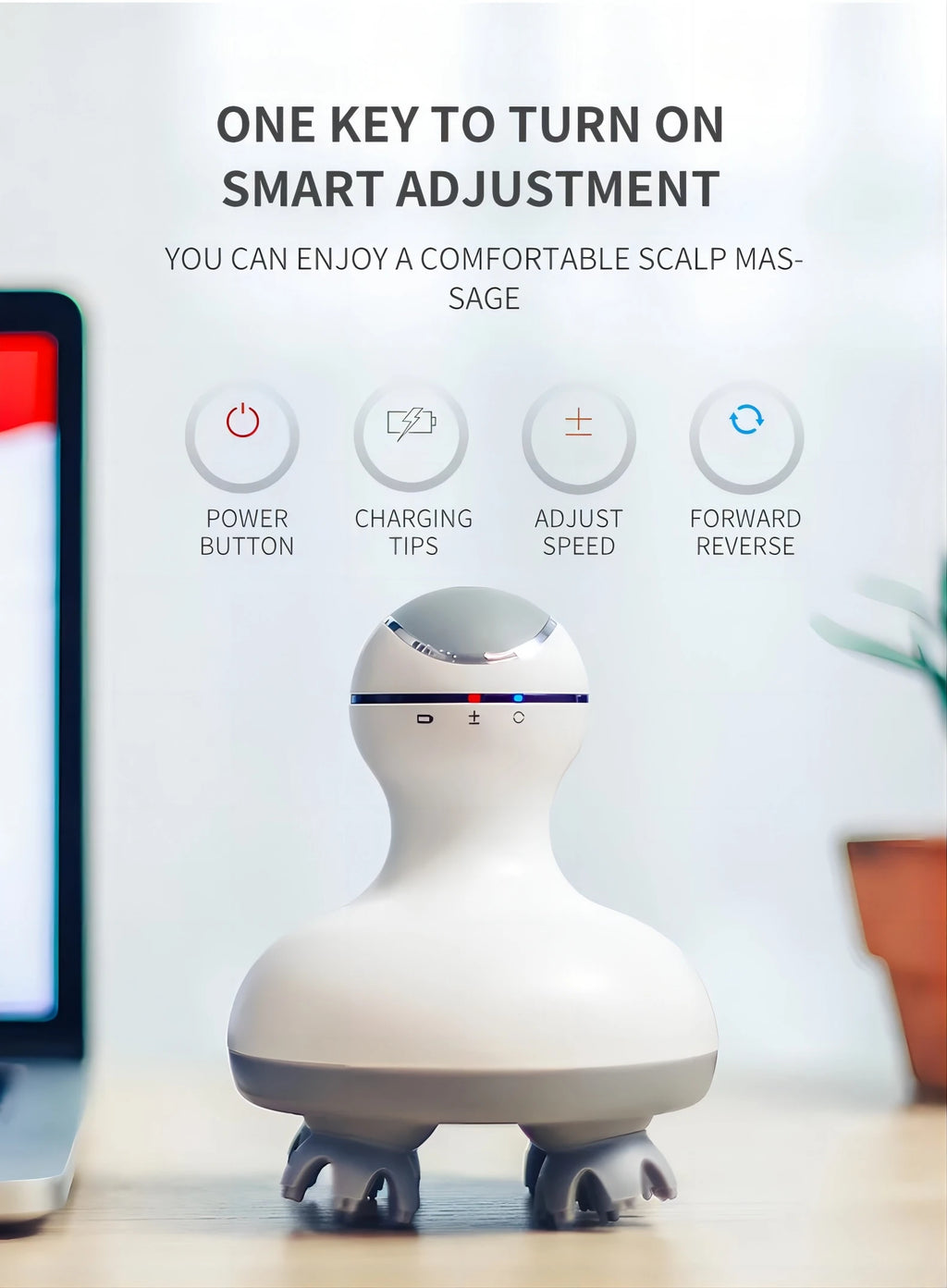 Showlu Smart General Scalp Massager 2.0 with ergonomic design, featuring flexible silicone nodes for soothing scalp massage.