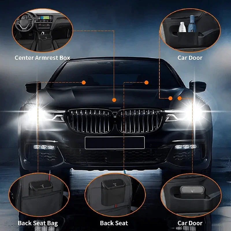 Showlu Smart General car trash can with lid, compact and portable for keeping your vehicle clean and organized.