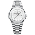 Square luxury men's wristwatch by Showlu Fashion, waterproof stainless steel watch with luminous dial and date display.