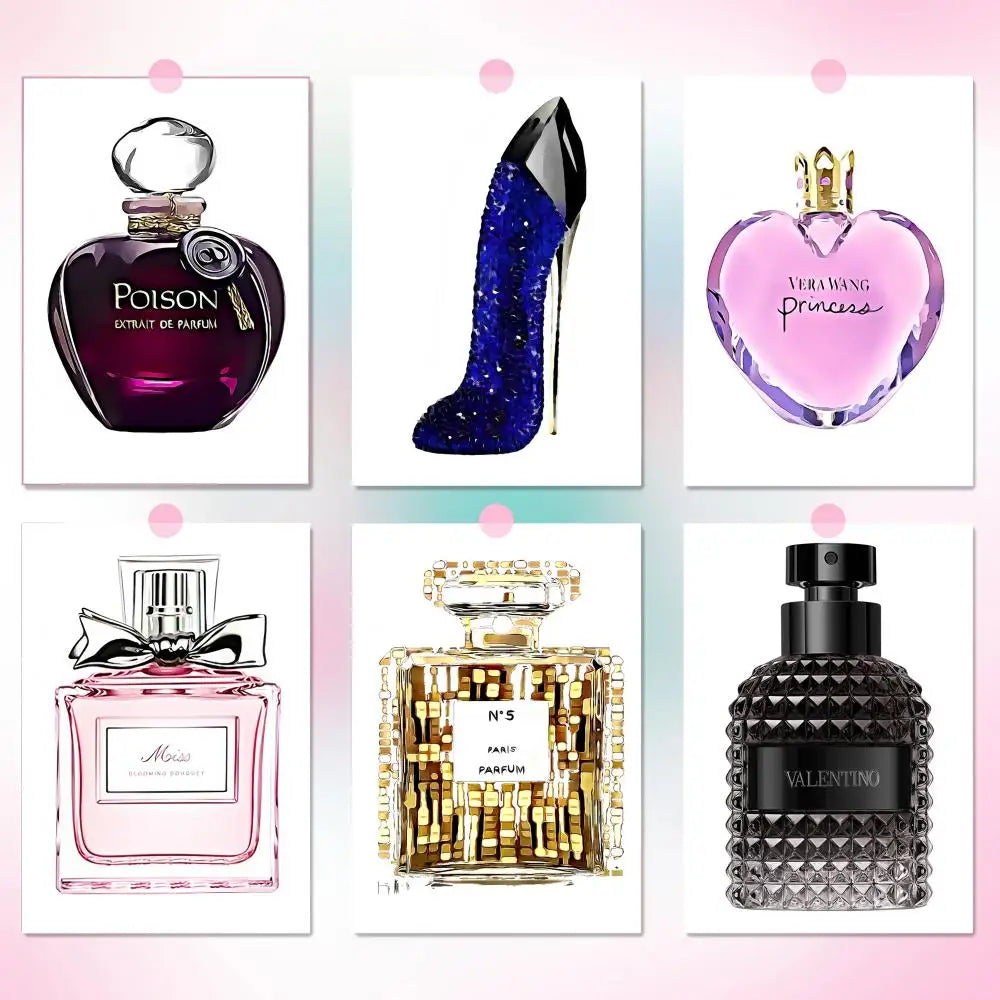 Showlu Fashion Perfume Bottle Nordic Wall Art Poster, modern paper mural with stylish perfume bottle design on a minimalist background.