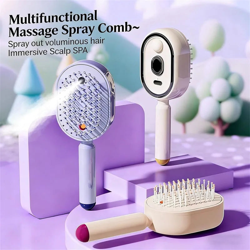 Rechargeable 3-in-1 scalp steam massage comb by Showlu Smart General showing a handheld device with steam and massage features.