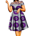 BintaRealWax African Dresses for Women Cotton Rope Weaving Collar African Print Wax Clothing Knee-Length Lady Dress WY335