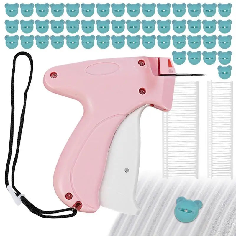 Showlu portable mini sewing machine with thread and fabric, compact clothing fixer tool for quick repairs.